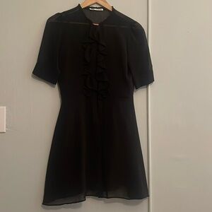 Short Sleeve Black Sheer Mini Dress